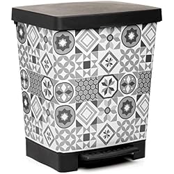 TATAY Cubik Hydraulic Poubelle de Cuisine avec Ouverture à pédale, capacité de 23 litres, fabriquée en Plastique polypropylène, Gris et Blanc, 35,5 x 30 x 39 cm