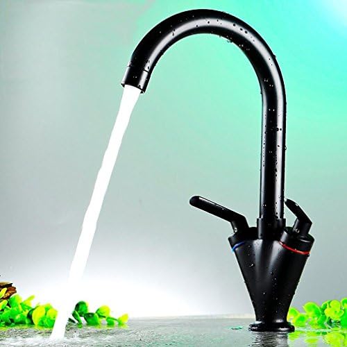 Heruai Full Copper Ceramic Chip Spool Kitchen Double Put Single Hole Sink Dish Wash Pot Spray Black Hot And Cold Water Faucet Can Be Rotated , c