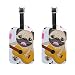 Produktbild COOSUN Mops Hund Mit Gitarre Gepäckanhänger Reise Etiketten Tag Name Kartenhalter für Gepäck Koffer Tasche Rucksäcke, 2 STÜCKE