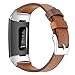 Produktbild samLIKE Leder Armband für Fitbit Charge 3 für Herren und Damen Bunte Ersatzarmband Einstellbar Weich Warme Sportarmband Kompatibel mit Fitbit Charge 3, 9 Farben, 215MM(L) (Braun)