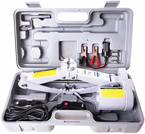 2T 12 V electric scissors jack with lifting height of 12 cm - 35 cm in grey colour