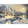 Life Is Good Large Festive Snowman Winter Christmas Snow Scene Light up LED Canvas/Picture 60 x 40cm