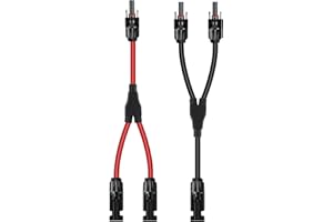 HLTBWHHOME Solarkabel Y-Verteiler, 1 Paar Solarpanel-Kabel, 1Y2 10AWG Y Stecker Fotovoltaik Kabel Y Stecker, 1Y2 Stecker Paar für Solaranlage Steckerfertig (1 Rot +1 Schwarz)
