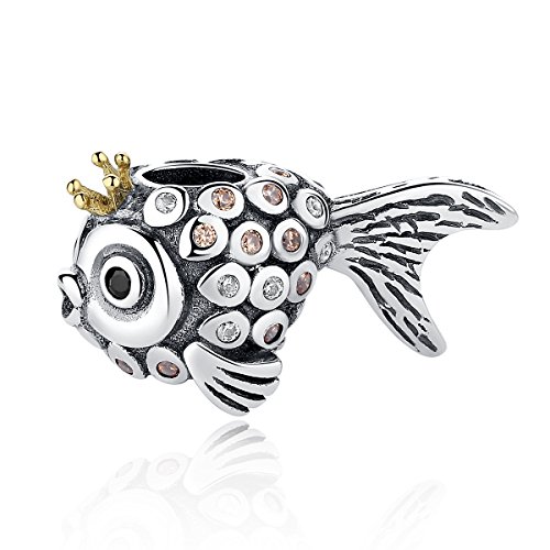 Charm, con pesciolino principessa splish splash, in argento sterling 925, adatto per i braccialetti Pandora e gli altri braccialetti europei