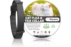 Woyamay Collier Anti Puces pour Chat, Collier Chat Anti Puces et Tiques Réglable, 8 Mois de Protection Naturelle Collier Anti Tique Chat Résistant à l'eau pour Chatons Moyens à Grands, Noir