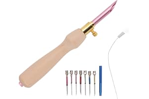 CYRANK 10PC Punch Needle Kits de Broderie, punch needle threader, Punch Needle Kits de Broderie Outil Punch Needle Réglable, Manche en Bois Broderie Stylo pour Punch Needle Kits Adultes Débutant