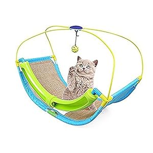 OSPet Cama del gato con gato de verano actividad juego rascador alfombra y bolas del juguete colgante