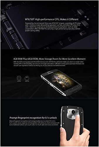 BlackView BV7000 Pro 4G Smartphone 5.0 pollici Android 6.0 MTK6750 1.5GHz octa-core da 4GB di RAM 64GB IP68 ROM 8,0MP impermeabile + 13,0MP telecamere scanner di impronte digitali (colore champagne)