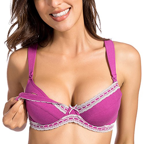 La Isla Femme Coton Souple Soutien-Gorge de Maternit� Allaitement Armatures Magenta FR95D (EU:36D)