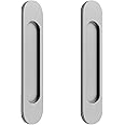 MAKINGTEC Self-Stick Oval Sliding Door Pulls, 2pcs Matte Gray Aluminum Alloy Flush Pull Punch-Free Handle for Sliding Barn Door Windows Cabinets/18cm