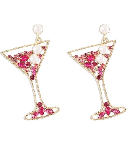 Orecchini pendenti in argento con ciondolo a forma di calice di vino rosso, orecchini a forma di calice di vino rosso, regalo di Babbo Natale segreto - Italia