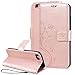 Price comparison product image iPhone 7 Case, SmartLegend Apple iPhone 7 4.7" Cover Strap Luxury Rose Gold Butterfly Flower Embossed Retro Premium PU Leather Bumper with Magnet Closure and Card Slots Holster Stand Function SmartPhone Protective Case - Apple iPhone 7 4.7"