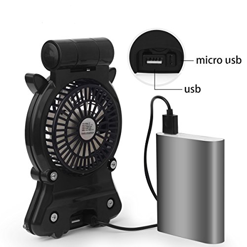 Zuoao Tablet Handys Halter Ständer Handy-Kühler/Mini-Ventilator mit Klappständer LED Lampe und USB Ständer Tischständer Multi-Winkel Halterung Tablet Halter für Handy Tablet (Schwarz) - 7
