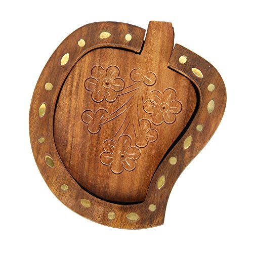 icrafts Palisander Fruit geformte Holz Untersetzer-Set mit 4 Runde handgefertigt Tisch Untersetzer & Dekorativer Holz Halterung für Tee Tassen Kaffee Becher Bier Dosen Bar Trinkgläsern Wasser Glas - 2