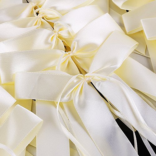 Miya@ 50 hochwertige beige Antenneschleifen aus Satin, Auto Schleifen, Hochzeit Deko, Autoschmuck - 2