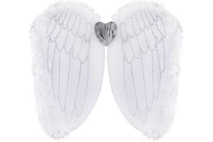 Storm&Lighthouse White Angel Wings Christmas Nativity Costume Accessory Wings with White Kids Fairy Outfit Fancy Dress Costume Accessories for Adults