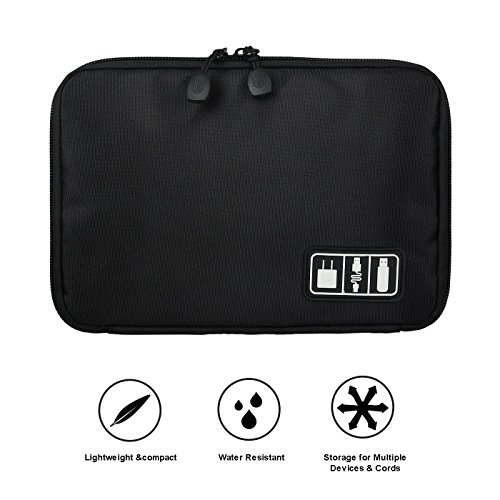 BAIGIO Unisex Tragbare Reisetasche für Electronisches Zubehöre Tasche Case Tragetasche Wasserdicht für USB Drive Shuttel Festplatte Kabel und sonstiges Zubehör,Schwarz - 2