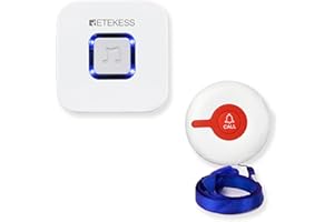 Retekess TH102 Bezprzewodowy system połączeń alarmowych Bezprzewodowy przycisk dzwonka do drzwi Pager i odbiornik dzwonka Prezenty dla domowego szpitala Dom opieki Starsze kobiety w ciąży