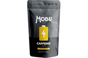 Caffeine Tablets 200mg 120 Energy Tablets | Focus, Concentration, Energy Boost & Exercise Support Pre Workout | Improve Focus | Vegan UK Made | MOBU