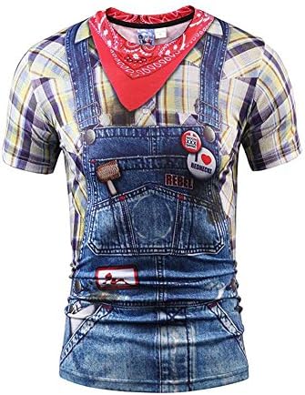 Bluepistil Designer Rock Hip hop Stylish Fake Denim Printing Letter 3D T-shirt Men/Women Tops Print Asia size