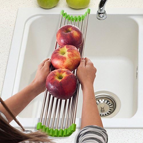 Long Folding Drain Sink Rack Stainless Steel Colander Drying Tray by SportPunk
