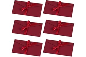 JIHUOO 10 Pcs Kraft Envelopes Gift Card Envelopes Wedding Invitation Envelopes Letter Envelopes Vintage Christmas Money Envelopes with Ribbons for Valentine's Day Mother's Day Red, 20 x 11cm