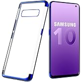 Ehr. Samsung Galaxy S10 ile Uyumlu Darbeye Karşı Dayanıklı Lazer Kesim Silikon TPU Kılıf (Mavi, Samsung Galaxy S10)