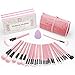 Make up Brushes, Start Makers Pink Makeup Brushes Professional Cosmetics Essential 32+1 Pieces Makeup Brush Set with Purple Beauty Blender and Gift Box