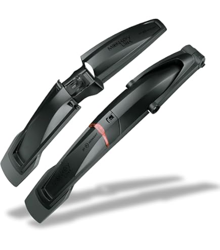 MonkeyLink MonkeyFender FRONT 26-29 Voorwielspatbord voor mountainbikes, fietsaccessoires, eenvoudige montage, mountainbike-spatbord met verstelbare spoiler, incl. montagemateriaal, zwart