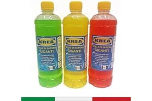 KREA Liquido concentrato per Bolle di Sapone giganti per Realizzare 5 Litri di Liquido Bolle di Sapone. Adatto a Bambini, sparabolle Elettrico, Corde, Bacchette, Bolle di Sapone Matrimonio. (3 Pezzi)