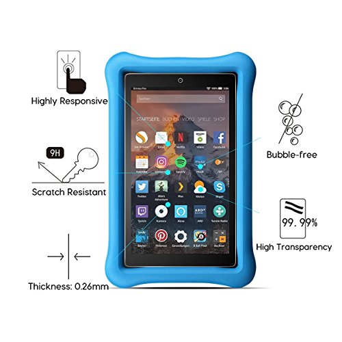 MaxKu Fire HD 8 Kids Edition 2017 Schutzfolie, Glasfolie Hartglas 9H Hardness Panzerglas Displayschutz Anti-Kratz Displayschutz für Fire HD 8 Kids Edition 2017 - 2
