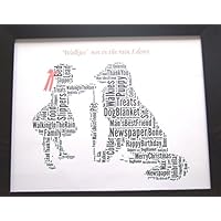 Personalised 'Walkies, Not In The Rain I Do not' Word Art, Natale, compleanno o regalo Generale. Presentato in 8 