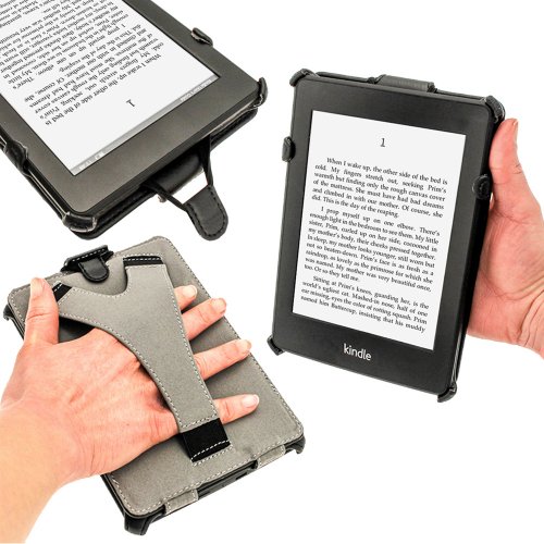 igadgitz PU Leder Etui Hülle mit Sleep/Wake Funktion/Integrierte Handschlaufe für Amazon Kindle Paperwhite 2015/2014/2013/2012 schwarz - 4