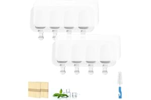 GEERDAN 2 Set Stampi per Gelato, Stampi per Ghiaccioli con 100 Bastoncini di Legno, 2 Coperchio e 1 Spazzola per la Pulizia, Silicone Gelato Stampo Cavità Ovali Classiche 4, Senza BPA, DIY Homemade Gelato