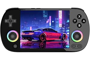 CAWEVON RG40XX H Console di gioco portatile, sistema Linux con 4 " IPS display, colore RGB joystick di illuminazione, 128G carta di TF e 8871 di gioco, supporto WiFi Bluetooth (nero（64G+128G))