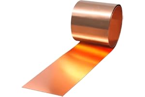 WINFOX 99.9% Pure Copper Sheet Metal Roll, Copper Foil Strip 1000mm x 100mm x 0.2mm, for Roofing Repairs, DIY Crafts, Jewellery Making, Welding