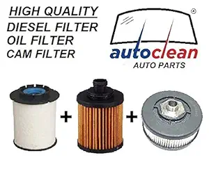 AutoClean Diesel Filter + Oil Filter + Cam Filter Set For Chevrolet Beat Diesel (Pack of 3)