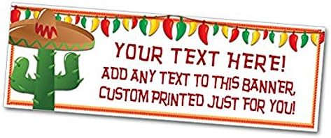 Personalised Mexican Party Banner Size 36 x 12in - Add your own text