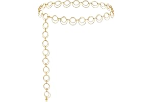 WHGHNCQ Ceinture Chaîne Dorée Multicouche pour Femmes Filles Chaîne pour Ceinture Réglable Chaîne Taille Or Chaîne Ventre Chaîne de Corps pour Robe Jeans Bal Fête Mariage(Rond-point)