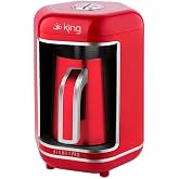 King K607 Kısmet Pro T&uuml;rk Kahve Makinesi | 4 Fincan, K&ouml;zde Pişirme (Kırmızı)