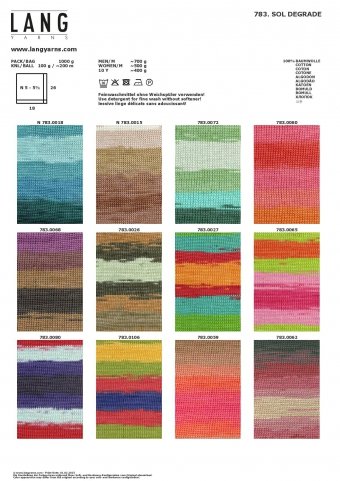 Lang Yarns Sol Degrade Bändchengarn Fb. 109 Pastel Mix (Creme, Rosa, Grau) aus 100 % Baumwolle - 2