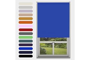 CAECUS Electric Blue Blackout Roller Blind Metal Fittings Trimmable UV Protection Thermal Properties Premium Fabric Home Office Bedroom Kids Room Child Safe Easy Fit Blue 180cm Width x 160cm Drop