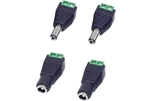 JZK 4X DC Adaptador, Conector alimentación DC 5.5 mm x 2.1 mm, Conector Macho y Hembra DC 5.5 x 2.1 mm para cámaras Seguridad CCTV, Tiras luz LED, enrutadore e interruptore
