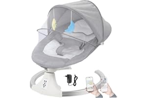 Wrneaoch 2in1 Sdraietta Neonati Elettrica 0-18 kg, Dondolo Elettrico per Neonati con telecomando e Bluetooth, Dondolo Neonati Elettrico con cintura di sicurezza a 3 punti, per Bambino 0-3 anni