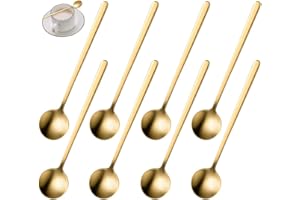 BONHHC Cuillères à café,8 Pièces Cuillères à Latte en Acier Inoxydable,Cuillères à Dessert,Cuillères Mélangeuses en Acier Inoxydable,mini cuillère à café pour café,dessert,thé,yaourt,cappuccino