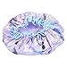 Mudder Waterproof Women Shower Cap Double Layer Bath Cap Elastic Band Spa Shower Hat, 2 Pack, Pink and Purple