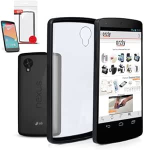 Orzly® - LG NEXUS 5 - Fusion Gel Hard Case BLACK Phone Cover Skin for Google NEXUS 5 SmartPhone ( 2013 LG MODEL ) Includes BONUS: 2x ORZLY Screen Protectors