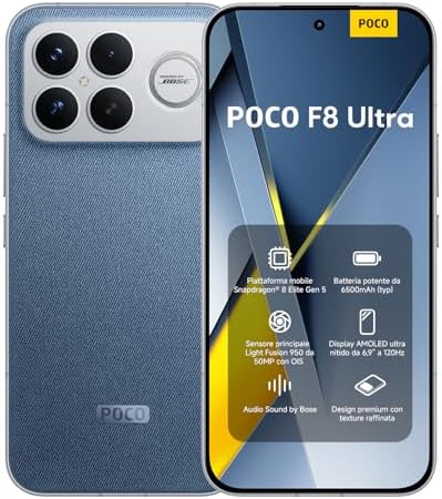 XIAOMI POCO F8 Ultra, Smartphone 12+256 GB, Denim Blu, Audio Sound by Bose