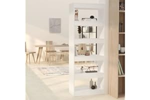 FIRBNUS Libreria/Divisorio Bianco 60x30x166 cm in Truciolato Libreria Da Parete Libreria Moderna Libreria Scaffale Legno Scaffale Soggiorno Design Elegante E Classico Per Studio E Soggiorno