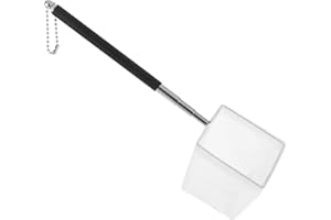 LIQWEI Aquarium Kescher Fischnetz, Kleines Garnelenkescher Aquarienkescher mit Teleskopstiel Edelstahlgriff, 8cm Quadratische Feine Netzmaschen Garnelennetz für Aquarien Kleine Teiche